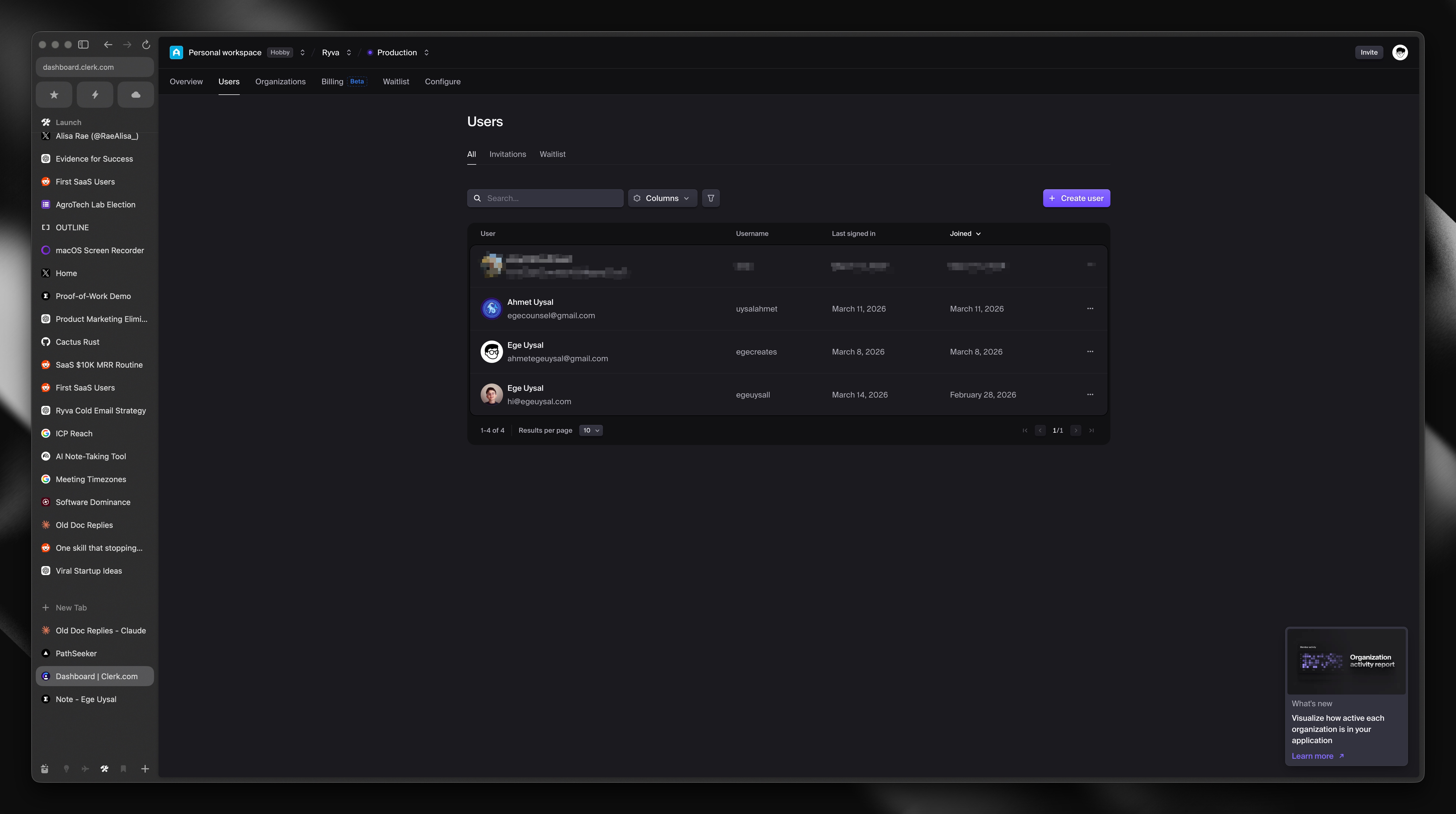 First Ryva user screenshot (redacted)